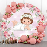 Runden Der Mädchen Lügen In Der Blumen Babydusche Hintergrund