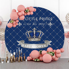 königlich Blau Und Silber Krone Baby Dusche Kreis Hintergrund