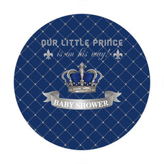 königlich Blau Und Silber Krone Baby Dusche Kreis Hintergrund
