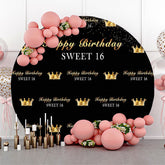 königlich Golden Schwarz Süß 16 Geburtstag Runden Hintergrund