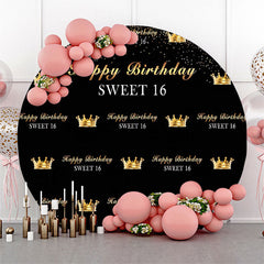 königlich Golden Schwarz Süß 16 Geburtstag Runden Hintergrund