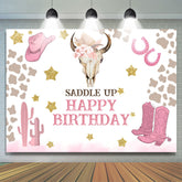 Sattel Hoch Cowgirl Thema Niedlich Glücklich Geburtstag Hintergrund