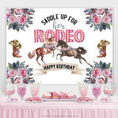 Sattel Hoch Ihr Rodeo Pferd Cowboy Glücklich Geburtstag Hintergrund