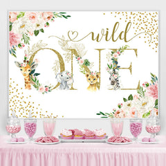 Safari Und Blumen Funkeln Wild Eins Geburtstag Hintergrund