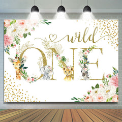 Safari Und Blumen Funkeln Wild Eins Geburtstag Hintergrund