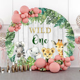 Safari Tiere Wild Eins 1 Geburtstag Runden Hintergrund