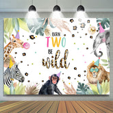 Safari Geboren Zwei Sei Wild Tier Thema Geburtstag Hintergrund