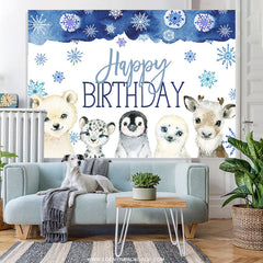Safari Kalt Winter Mit Schnee Glücklich Geburtstag Hintergrund