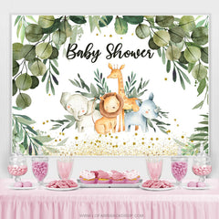 Safari Grün Dschungel Blätter Niedlich Babydusche Hintergrund
