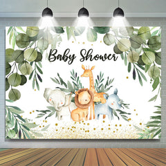 Safari Grün Dschungel Blätter Niedlich Babydusche Hintergrund
