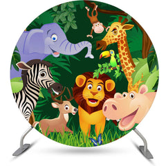Safari Dschungel Karikatur Tier Runden Geburtstag Hintergrund