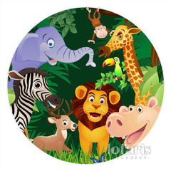 Safari Dschungel Karikatur Tier Runden Geburtstag Hintergrund