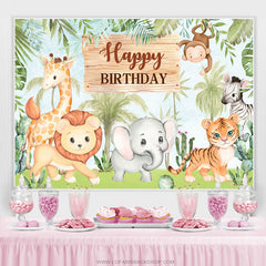 Safari Wenig Tiere Grün Bäume Geburtstag Backdorp