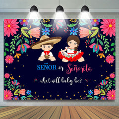 Senor Oder Senorita Und Blumen Baby Dusche Hintergrund