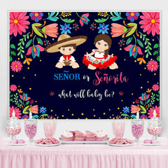 Senor Oder Senorita Und Blumen Baby Dusche Hintergrund