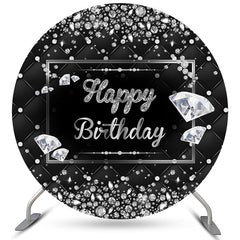 Glänzend Diamanten Dunkel Runden Glücklich Geburtstag Hintergrund