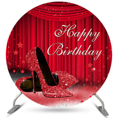 Glänzend Heiß Rot Hoch Absätze Glücklich Geburtstag Kreis Hintergrund