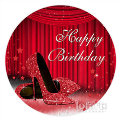 Glänzend Heiß Rot Hoch Absätze Glücklich Geburtstag Kreis Hintergrund