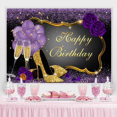 Glänzend Paillette Hoch Absätze Lila Rose Geburtstag Hintergrund