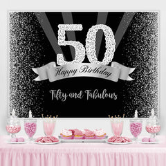 Silber Und Schwarz Funkeln Glücklich 50 Geburtstag Hintergrund