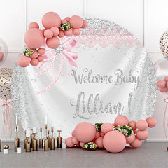 Silber Funkeln Rosa Schleife Mädchen Babydusche Hintergrund