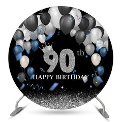 Silber Funkelnd Schwarz Kreis 90 Geburtstag Hintergrund