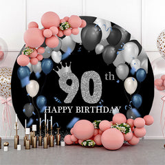 Silber Funkelnd Schwarz Kreis 90 Geburtstag Hintergrund