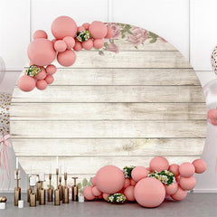 Einfach Beige Holz Und Blumen Brauch Kreis Baby Dusche Hintergrund