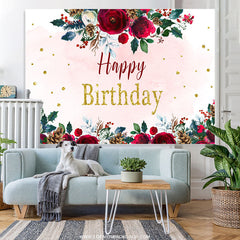 Einfach Blumen Winter Thema Glücklich Geburtstag Hintergrund