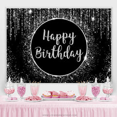 Einfacher glitzernder schwarz weißer Alles Gute zum Geburtstag Hintergrund