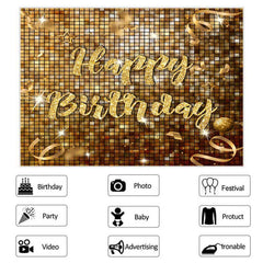 Einfach Funkeln Golden Thema Glücklich Geburtstag Hintergrund