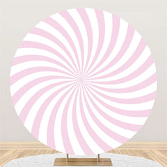 Einfach Rosa Weiß Streifen Glücklich Geburtstag Runden Hintergrund