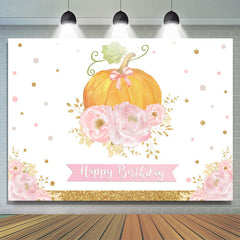 Einfach Kürbis Rosa Blumen Glücklich Geburtstag Hintergrund