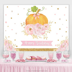 Einfach Kürbis Rosa Blumen Glücklich Geburtstag Hintergrund