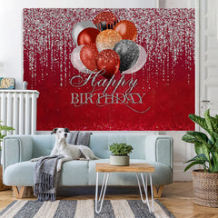 Einfach Rot Funkeln Ballon Glücklich Geburtstag Hintergrund