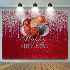 Einfach Rot Funkeln Ballon Glücklich Geburtstag Hintergrund