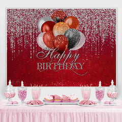 Einfach Rot Funkeln Ballon Glücklich Geburtstag Hintergrund