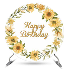 Einfach Sonnenblume Kranz Weiß Runden Geburtstag Hintergrund