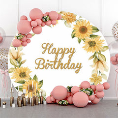 Einfach Sonnenblume Kranz Weiß Runden Geburtstag Hintergrund