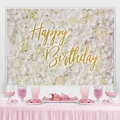Einfach Weiss Und Blumen Elegant Glücklich Geburtstag Hintergrund