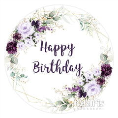 Einfach Mit Blumen Runden Glücklich Geburtstag Hintergrund