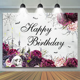 Schädel Rose Und Schläger Glücklich Geburtstag Party Hintergrund Banner