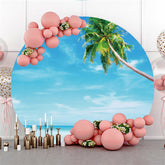 Himmel Und Meer Blau Mit Strand Kokosnuss Baum Kreis Hintergrund