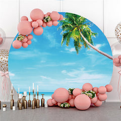 Himmel Und Meer Blau Mit Strand Kokosnuss Baum Kreis Hintergrund