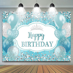 Himmel Blau Luftballons Und Silber Diamanten Geburtstag Hintergrund