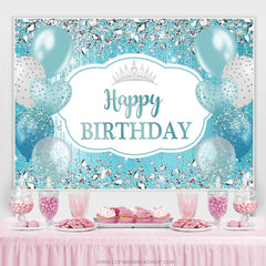 Himmel Blau Luftballons Und Silber Diamanten Geburtstag Hintergrund