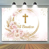 Leicht Rosa Mit Golden Mi Taufe Thema Hintergrund