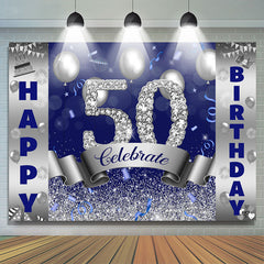 Silber Und Blau Bokeh Funkeln Glücklich 50 Geburtstag Hintergrund