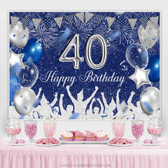 Silber Und königlich Blau Funkeln Glücklich 40 Geburtstag Hintergrund