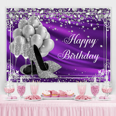 Silber Ballon Und Diamanten Lila Geburtstag Hintergrund